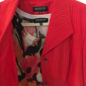 2 Pc Jones New York Orange Jacket & Print Tank Top